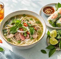 Ảnh phở và gỏi cuốn tươi tạo bằng AI